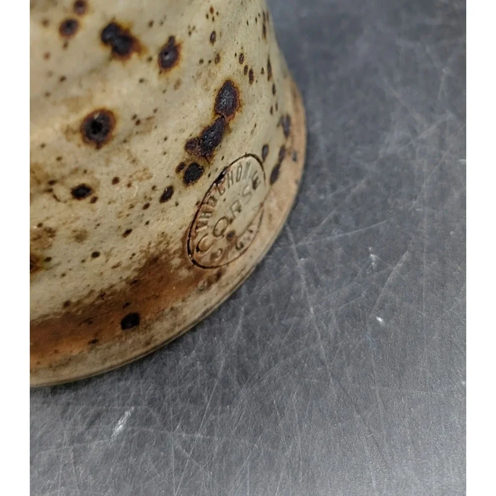 Gustave Tiffoche Corse Speckled Stoneware Jar with Cork Lid Rustic Cream 6